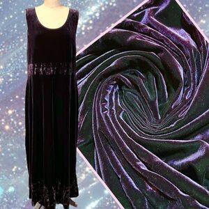 VINTAGE amethyst velvet long maxi sleeveless dress scoop neck Worthington‎ 90s